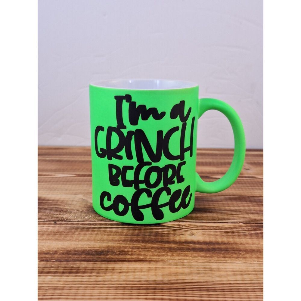 Im A Grinch Befor Coffee 15-ounce Coffee Mug. Gift Christmas Novalty Green‎